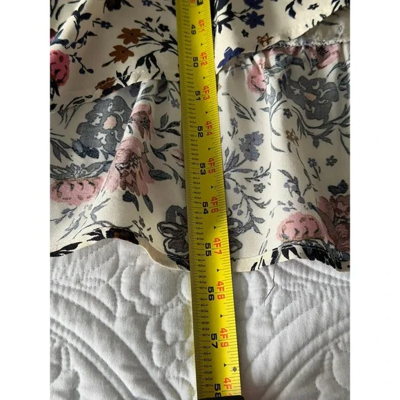 Band of Gypsies Floral Maxi Wrap Dress Ivory Navy Mauve High Low Boho Large - Picture 5 of 13